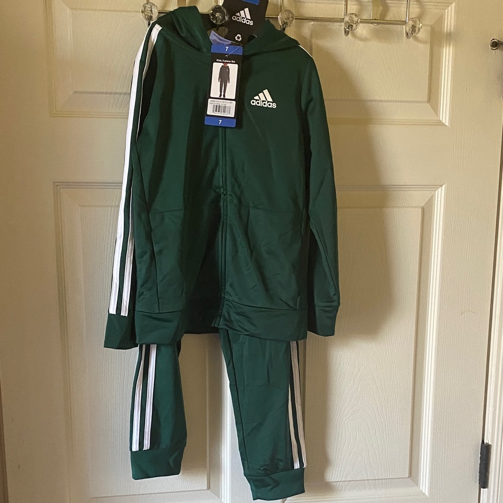 Adidas Forest Green Tracksuit with White Accents